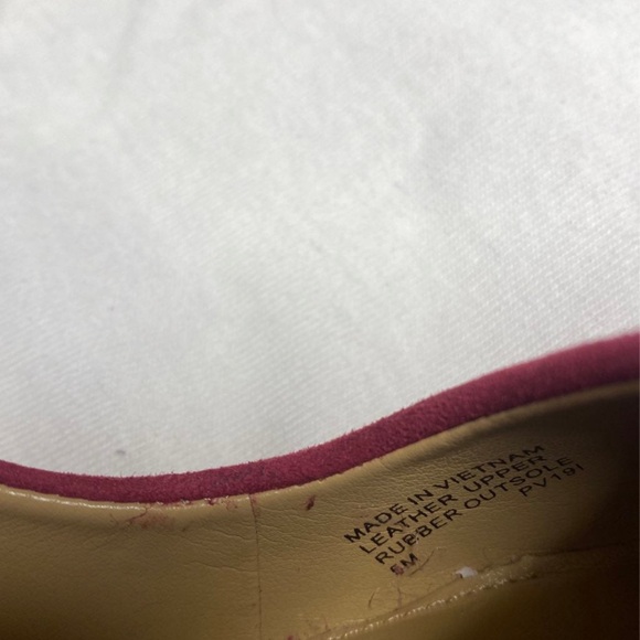 Michael Kors Red Suede Heels with Gold Accents - Picture 7 of 8